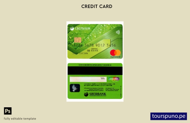 listo para imprimir plantilla de mastercard de Sberbank de Rusia 1